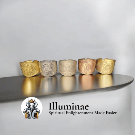 Men's Stainless Steel & Yellow Gold Plated Seven Archangels Seal Ring - Band Style